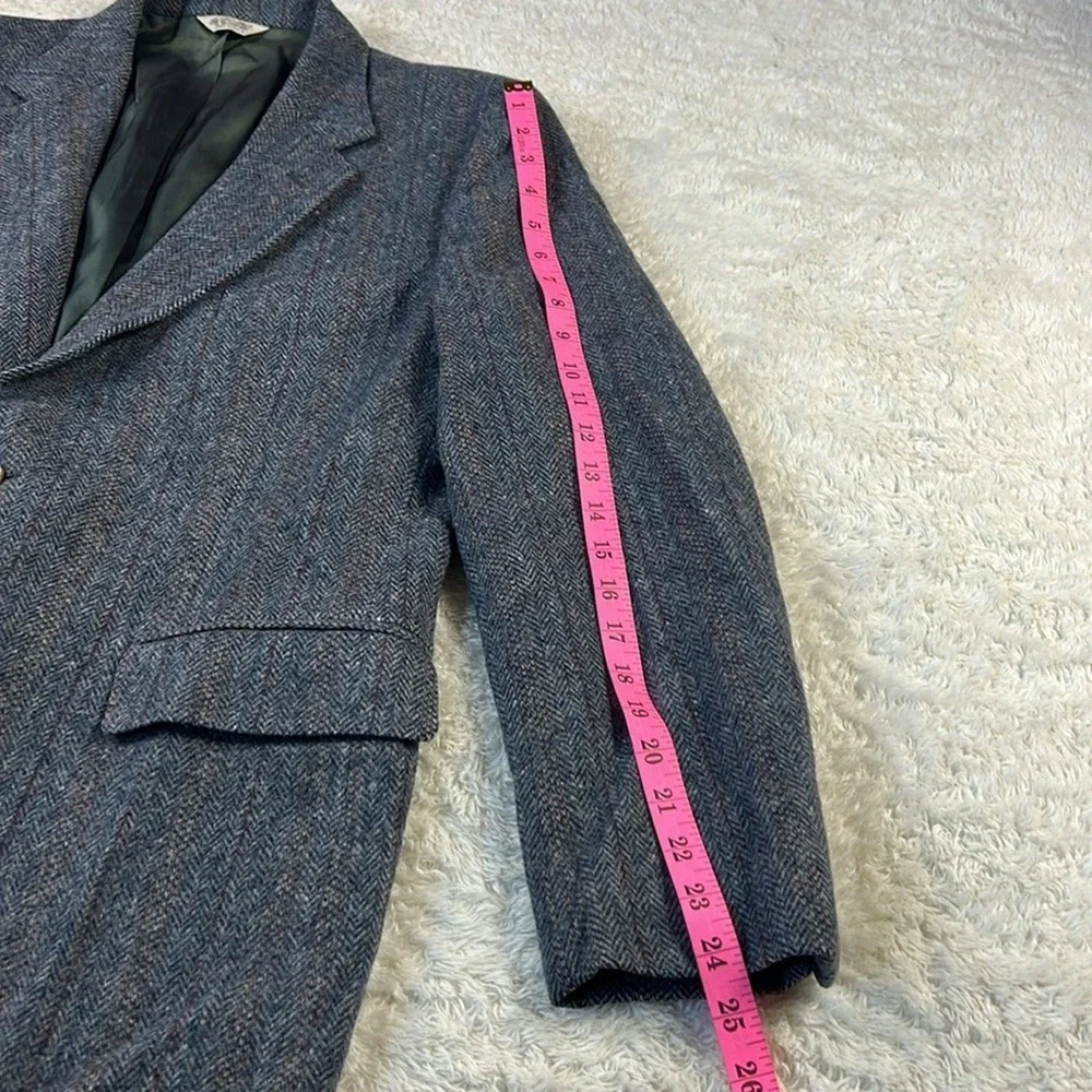 Vintage 70s‎ 80s Oakmont grey wool herringbone tweed suit jacket size 42L